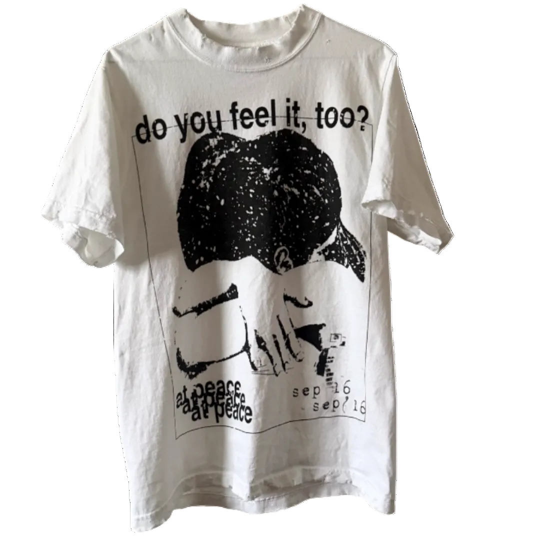 white tee with a design