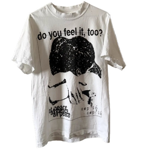 white tee with a design